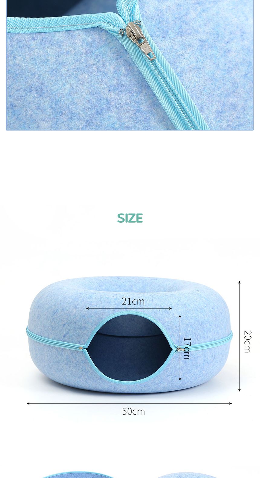 고양이 도넛 터널 숨숨집(50cm) (블루)/고양이집/고양이하우스/캣숨숨집/고양이숨숨집/고양이놀이터/숨숨하