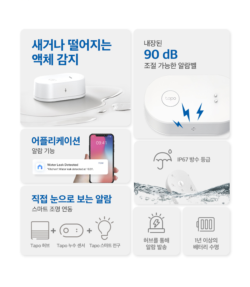 티피링크 Tapo T300 스마트 누수 센서 스마트누수감지센서 안전센서 가정용누수감지센서 센서 스마트센서 스마트연동센서 누수감지 누수감지기 누수감지센서 누수센서 스마트누수감지기