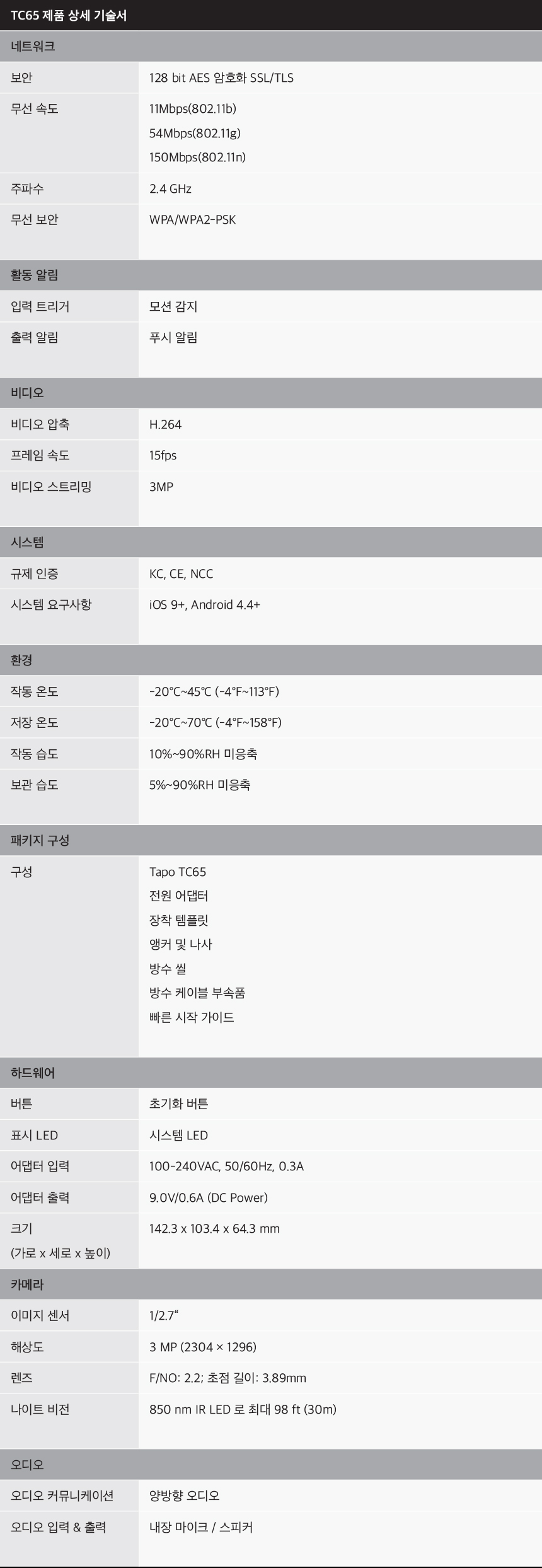 티피링크 TC65 300만 화소 가정용 홈 CCTV 집마당CCTV 감시카메라 가정용CCTV 방범용CCTV CCTV카메라 카메라 씨씨티비 실외용CCTV 외부용CCTV CCTV장비 감시용카메라 방범용카메라