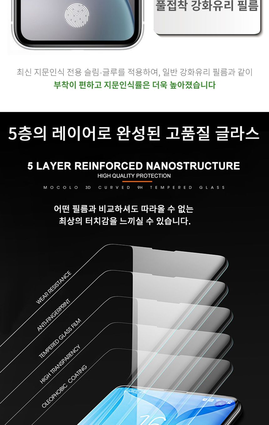(투명) (베온)나노지문인식 풀접착강화유리(5매) SM-S901 S911 투명 갤럭시S22 S23 공용/화면필름/폰화면필