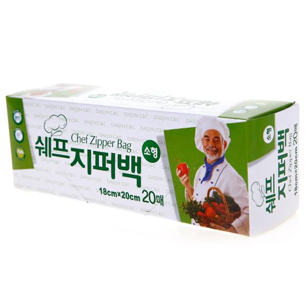 쉐프지퍼백 18cm X 20cm X 20매 지퍼백 다용도지퍼백 가정용지퍼백 업소용지퍼백 저장용지퍼백 보관용지퍼백 주방용지퍼백 일회용지퍼백 음식보관용지퍼백 냉동용지퍼백