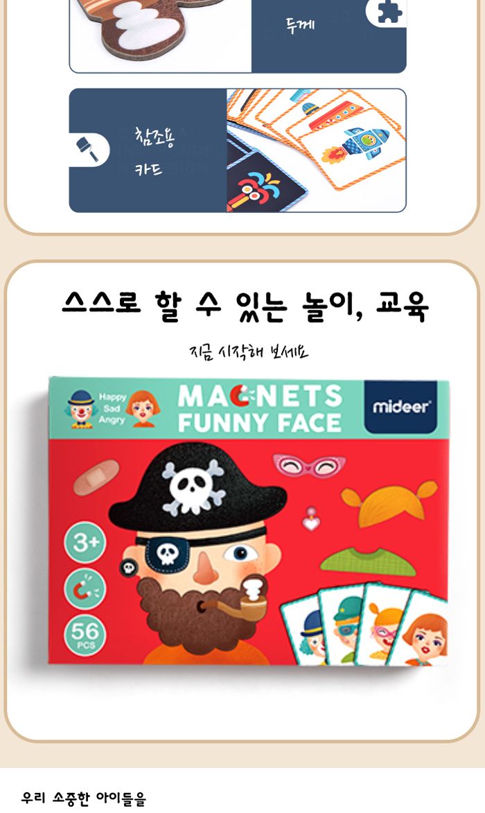 MIDEER 사람 얼굴 만드는 자석 보드 (KMD1038)/얼굴만드는자석보드/사람얼굴자석보드/자석보드/자석보드게