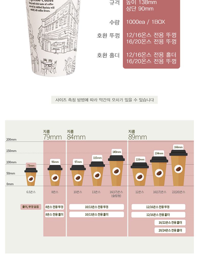 종이컵 16온스 카페풍경 1000개 종이컵 일회용종이컵 1회용종이컵 커피종이컵 음료종이컵 주스종이컵 업소종이컵 디자인종이컵 커피용기 테이크아웃컵