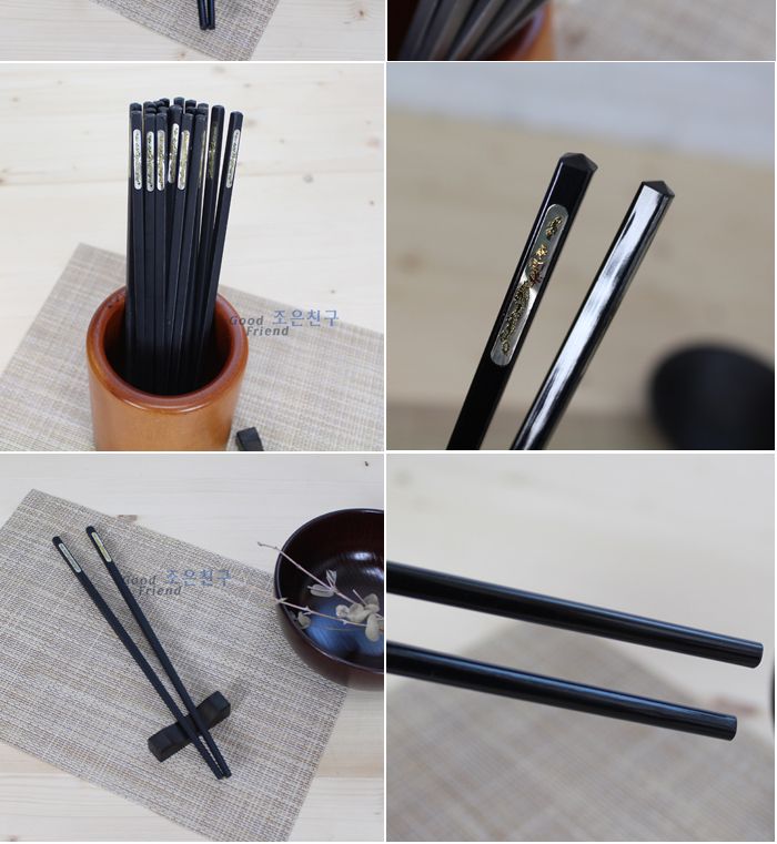 멜라민 용금박중식저분 블랙 24cm(10모) 젓가락 가정용저분 업소용저분 심플저분 젓가락저분 저분젓가락 수저