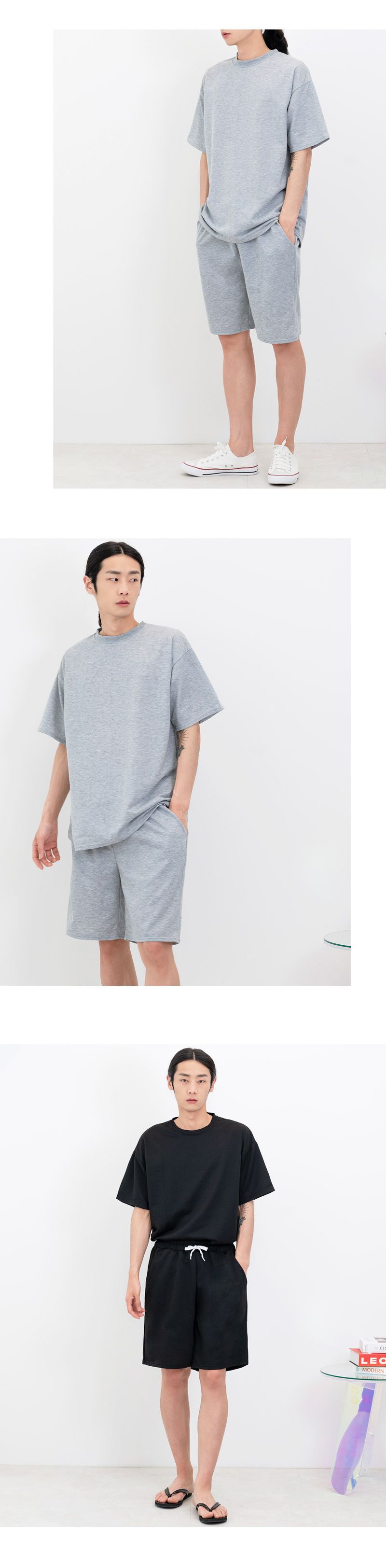 GQQ M580_M680 남자오버핏반팔티_5부밴딩반바지세트 티셔츠 남성티셔츠 남자티셔츠 라운드티셔츠 패션티셔츠 반바지 남성반바지 남자반바지 트레이닝반바지 티셔츠바지세트