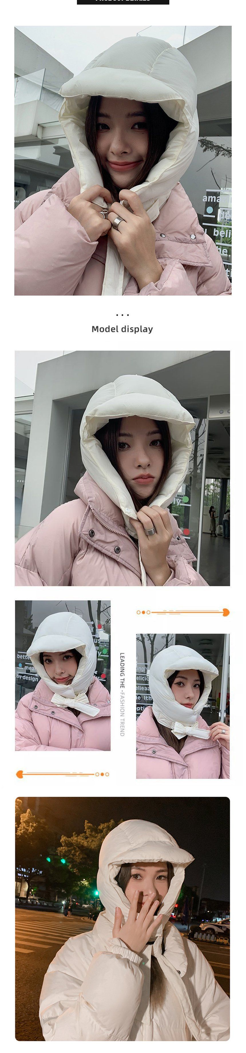 따뜻한 페이크 패딩 후드 URD-298 패딩모자 패딩후드모자 패딩귀달이모자 심플패딩모자 여성패딩모자 여자패딩모자 머리목후드 페이크후드모자 패딩끈모자 후드같은모자 패딩귀달이모자
