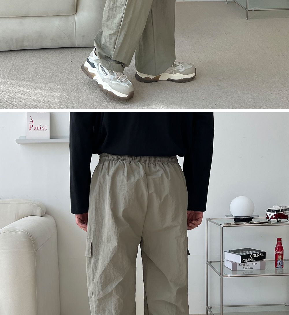 코븐 남자 나일론 카고 와이드 팬츠 SD-220974 남성바지 남자바지 와이드바지 남성와이드바지 남자와이드바지 패션와이드바지 밴딩와이드바지 와이드팬츠 통바지 남성통바지