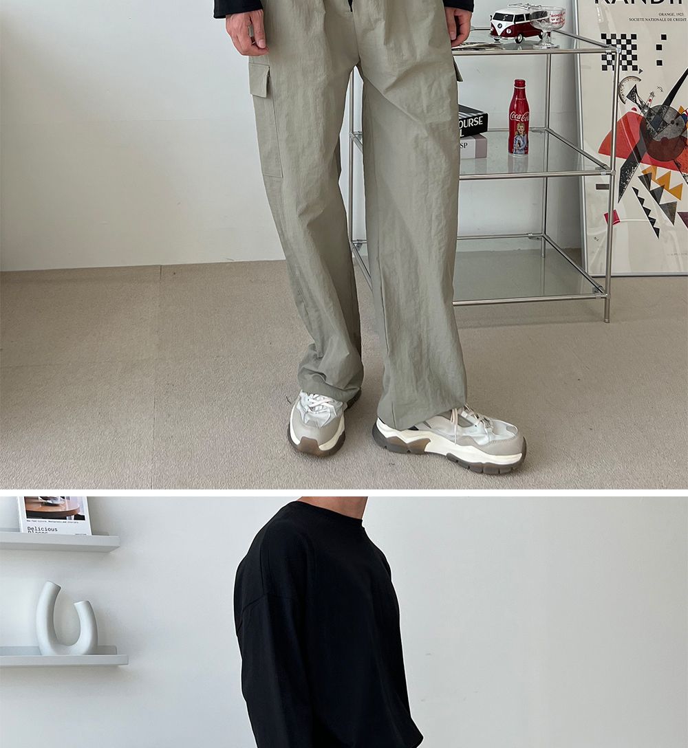 코븐 남자 나일론 카고 와이드 팬츠 SD-220974 남성바지 남자바지 와이드바지 남성와이드바지 남자와이드바지 패션와이드바지 밴딩와이드바지 와이드팬츠 통바지 남성통바지