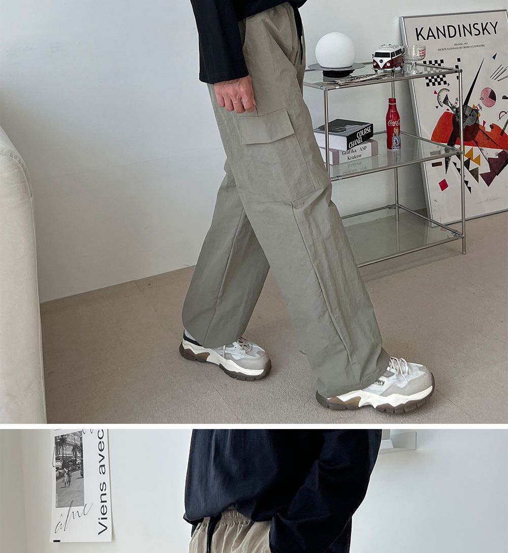 코븐 남자 나일론 카고 와이드 팬츠 SD-220974 남성바지 남자바지 와이드바지 남성와이드바지 남자와이드바지 패션와이드바지 밴딩와이드바지 와이드팬츠 통바지 남성통바지