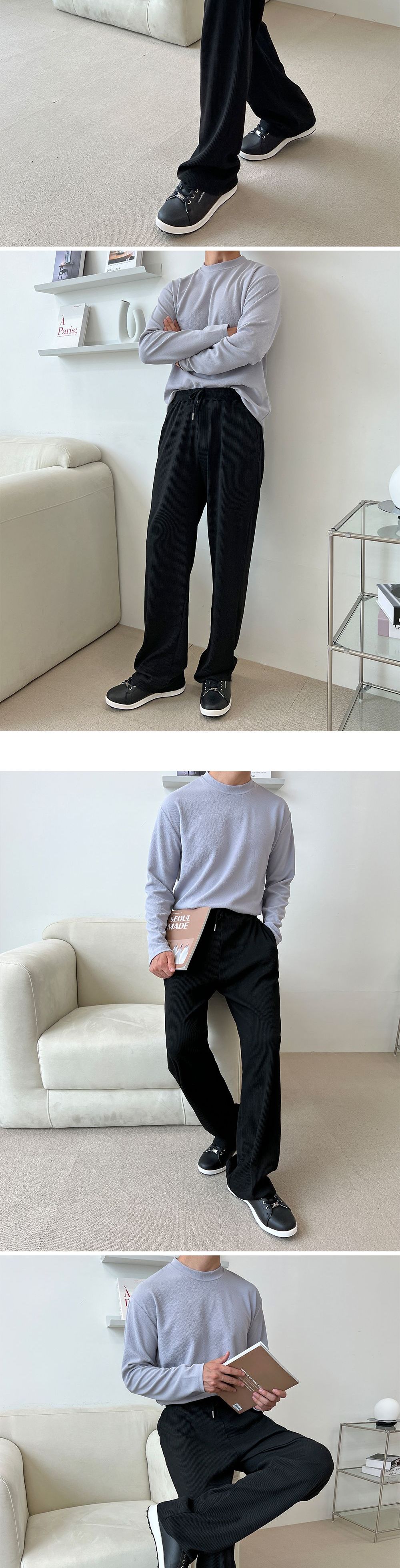 그란데 남자 플리츠 포켓 와이드 팬츠 SD-220976 남성바지 남자바지 와이드바지 남성와이드바지 남자와이드바지 패션와이드바지 밴딩와이드바지 와이드팬츠 통바지 남성통바지