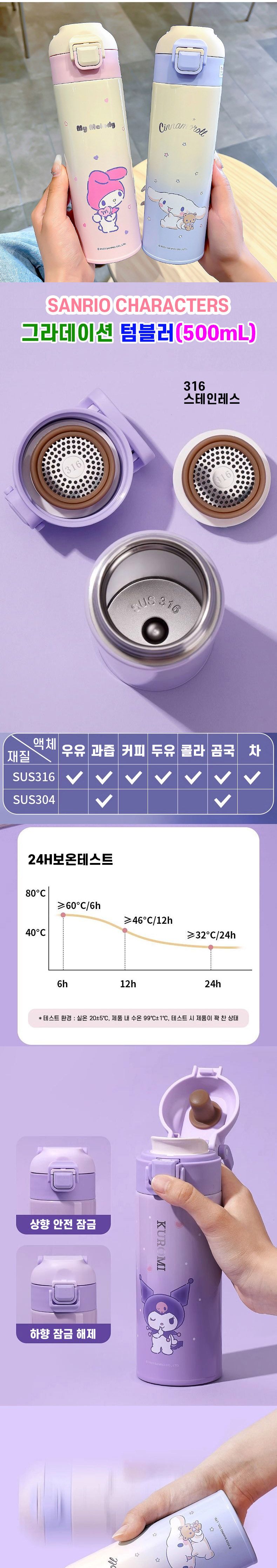마이멜로디 그라데이션 텀블러 물통 물병 텀블러 카페텀블러 사무실텀블러 회사텀블러 산리오텀블러 캐릭터물병 캐릭터텀블러 귀여운텀블러