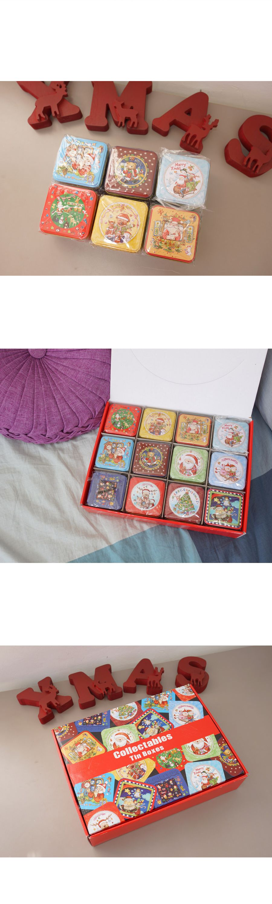 크리스마스 틴박스 12P/크리스마스소품/소품/장식용소품/인테리어소품/인테리어용소품/데코소품/데코용소품