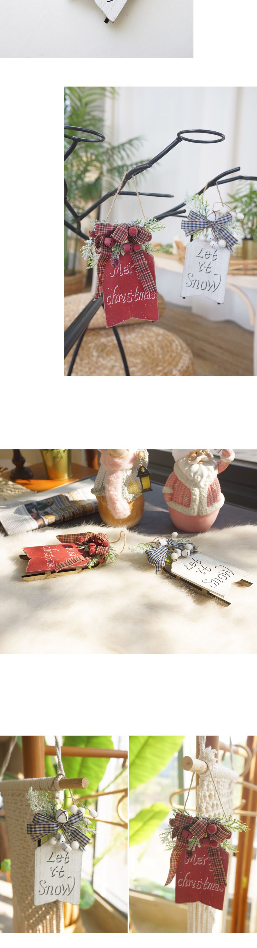 크리스마스 썰매 리스 2P/성탄절장식/크리스마스장식/트리장식/성탄절장식품/크리스마스장식품/트리장식품/