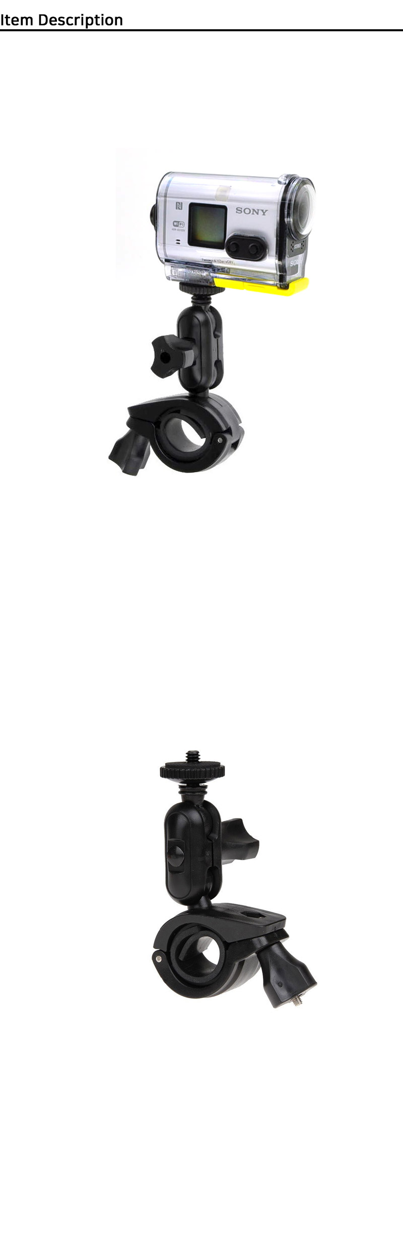 액션캠 더블 볼 조인트 폴 마운트 X3000 AS300V/액션캠집게/액션캠마운트/액션캠집게마운트/액션캠고정집게