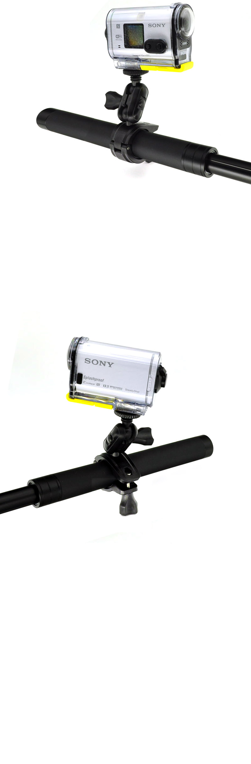 액션캠 더블 볼 조인트 폴 마운트 X3000 AS300V/액션캠집게/액션캠마운트/액션캠집게마운트/액션캠고정집게