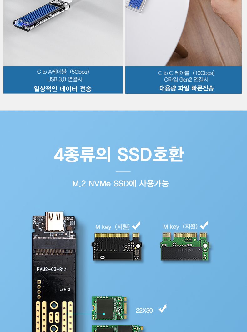 오리코 TCM2-C3 NVMe M.2 SSD 케이스(GEN2)/외장하드/외장하드케이스/SSD/SSD케이스/외장하드SSD/SSD외장하