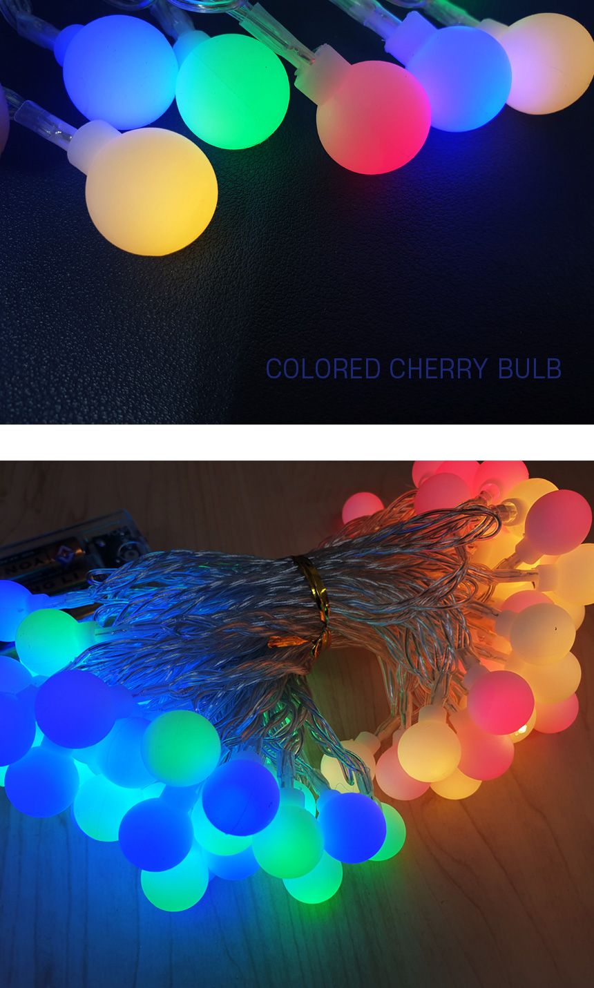 LED 컬러 앵두전구 20구 3m (건전지타입)/방울전구/전구/가랜드전구/앵두전구/트리전구/파티용전구/장식전