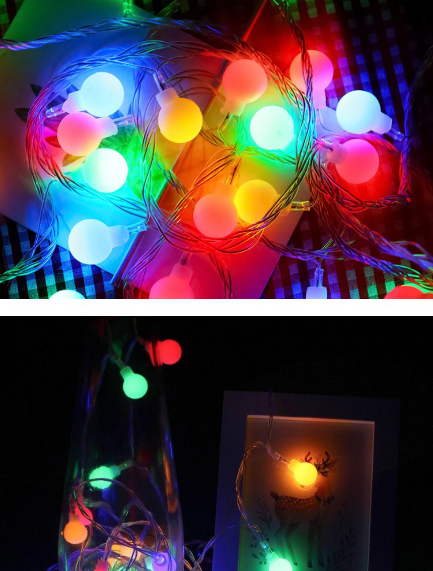 LED 컬러 앵두전구 20구 3m (건전지타입)/방울전구/전구/가랜드전구/앵두전구/트리전구/파티용전구/장식전
