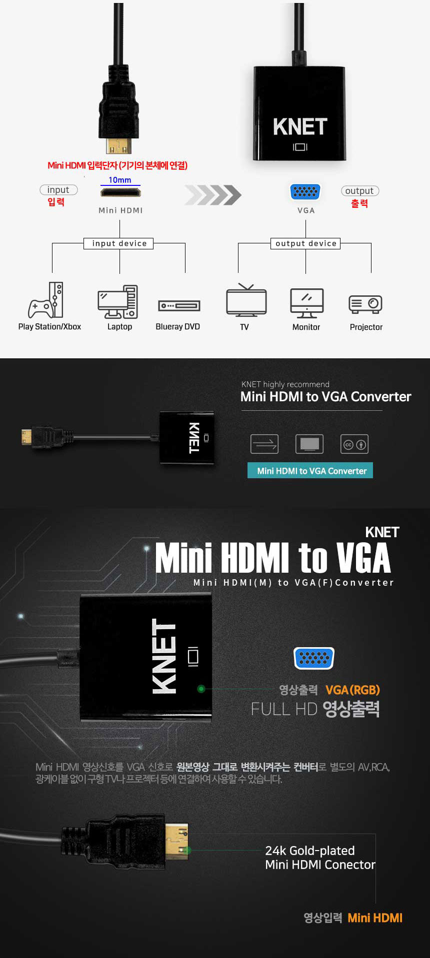 MINI HDMI TO VGA RGB D-SUB 컨버터 변환 젠더 케이블/HDMI/HDMI젠더/HDMI컨버터/HDMI영상젠더/HDMI변환젠