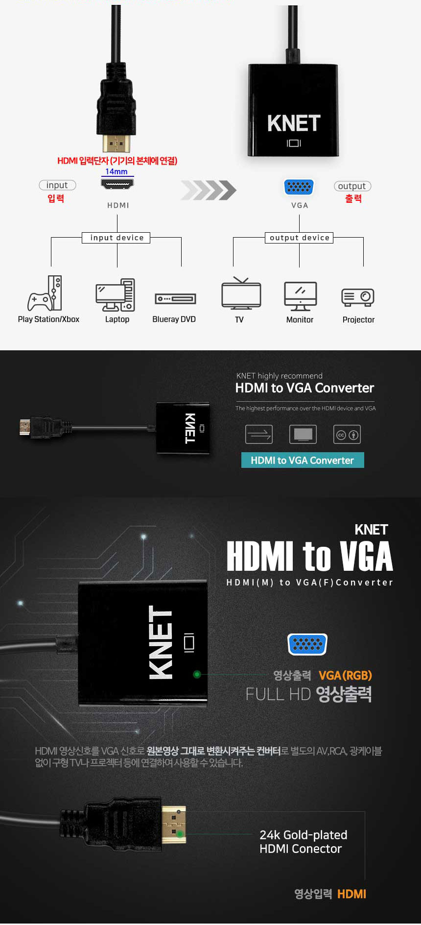 HDMI TO VGA RGB D-SUB 컨버터 변환 젠더 jc03-3b/HDMI/HDMI젠더/HDMI컨버터/HDMI영상젠더/HDMI변환젠더/HD