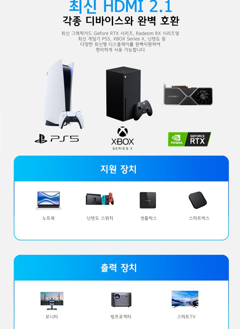 Soopii ULTRA HIGH SPEED HDMI2.1 인증케이블 HH80 3m/영상선/하이브리드영상케이블/영상케이블/광케이블연