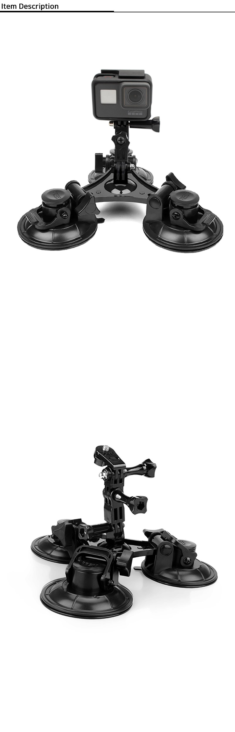 90mm 3구 흡착 유리 마운트 자동차 dji 오즈모 액션캠/액션캠흡착거치대/캠흡착거치대/캠유리거치대/액션캠
