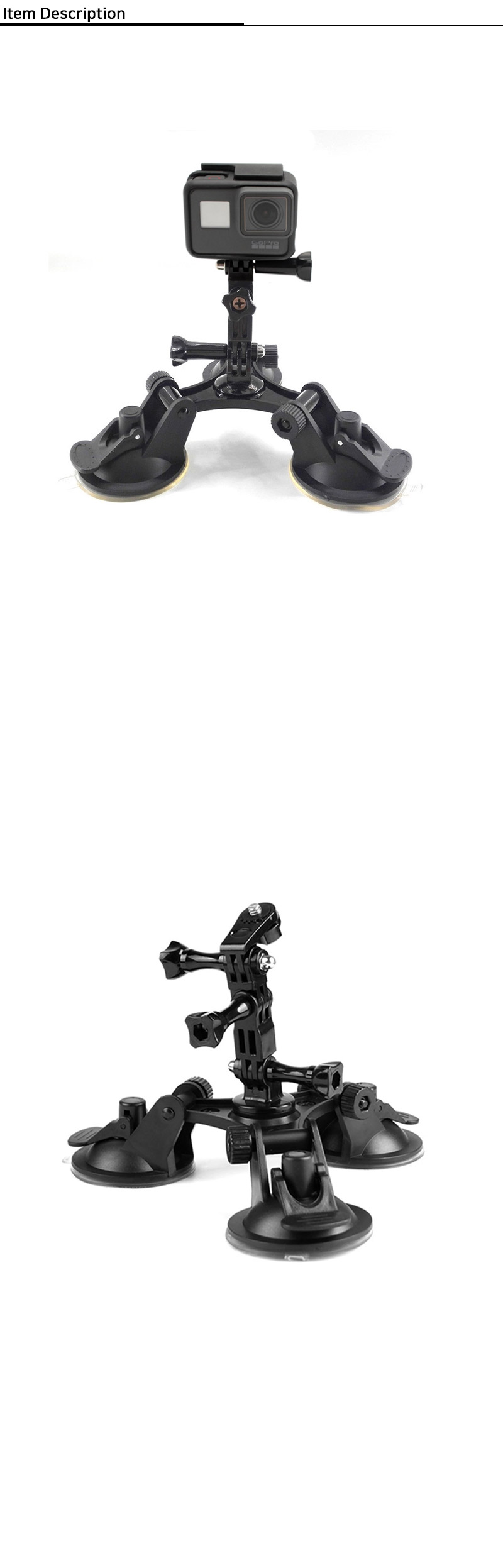 68mm 3구 흡착 유리 마운트 자동차 dji 오즈모 액션캠/액션캠흡착거치대/캠흡착거치대/캠유리거치대/액션캠