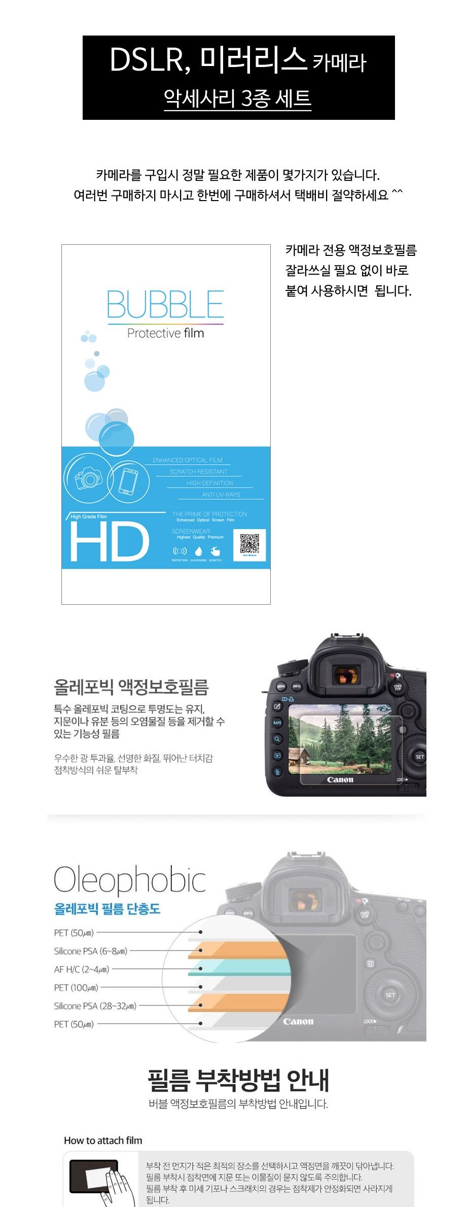 캐논 호환 M50 올레포빅 악세서리 3종 세트/캐논액정필름/디카청소/디카청소도구/카메라액정필름/DSLR필름/