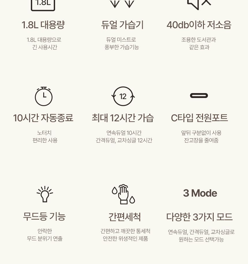 (화이트) 지니큐 대용량 LED 무드등 듀얼 가습기 ZQ-HM1800D/가습기/방가습기/침실가습기/사무실가습기/타