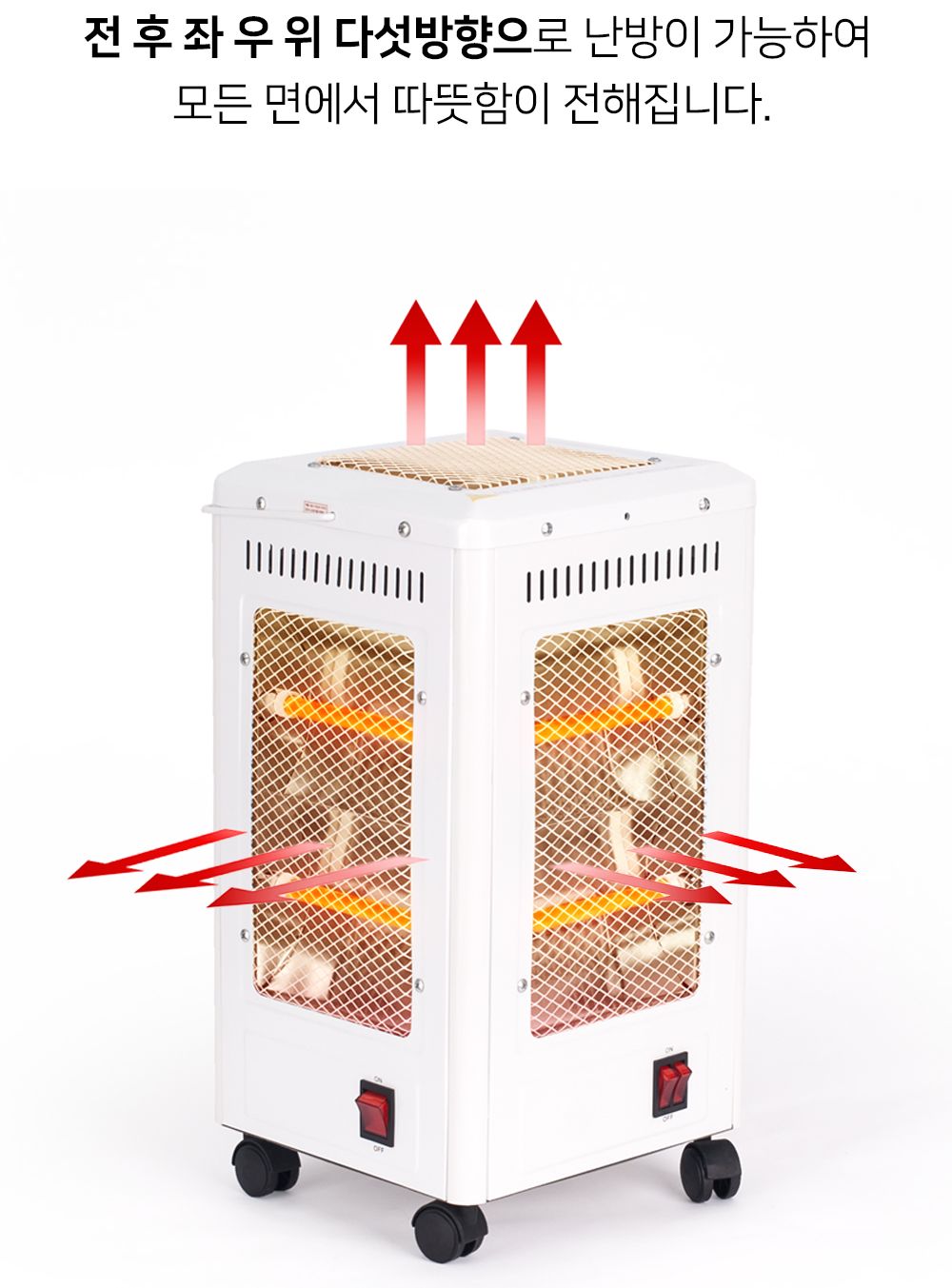 오면난로(화이트+블랙) DWH-N555R/오방히터/5방히터/히터/가정용히터/사무실히터/난방기기/난방기구/온열기