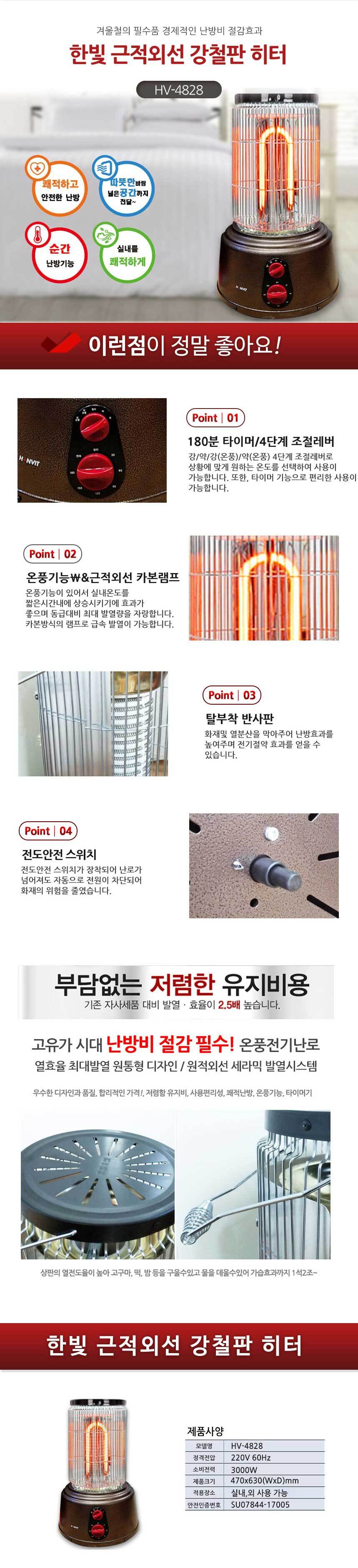 (HV21 루비 온풍 HV-4828) 사무실 경비실 음식점에서 사용하는 전기난로 X 2개입/난로/전기난로/원통난로/
