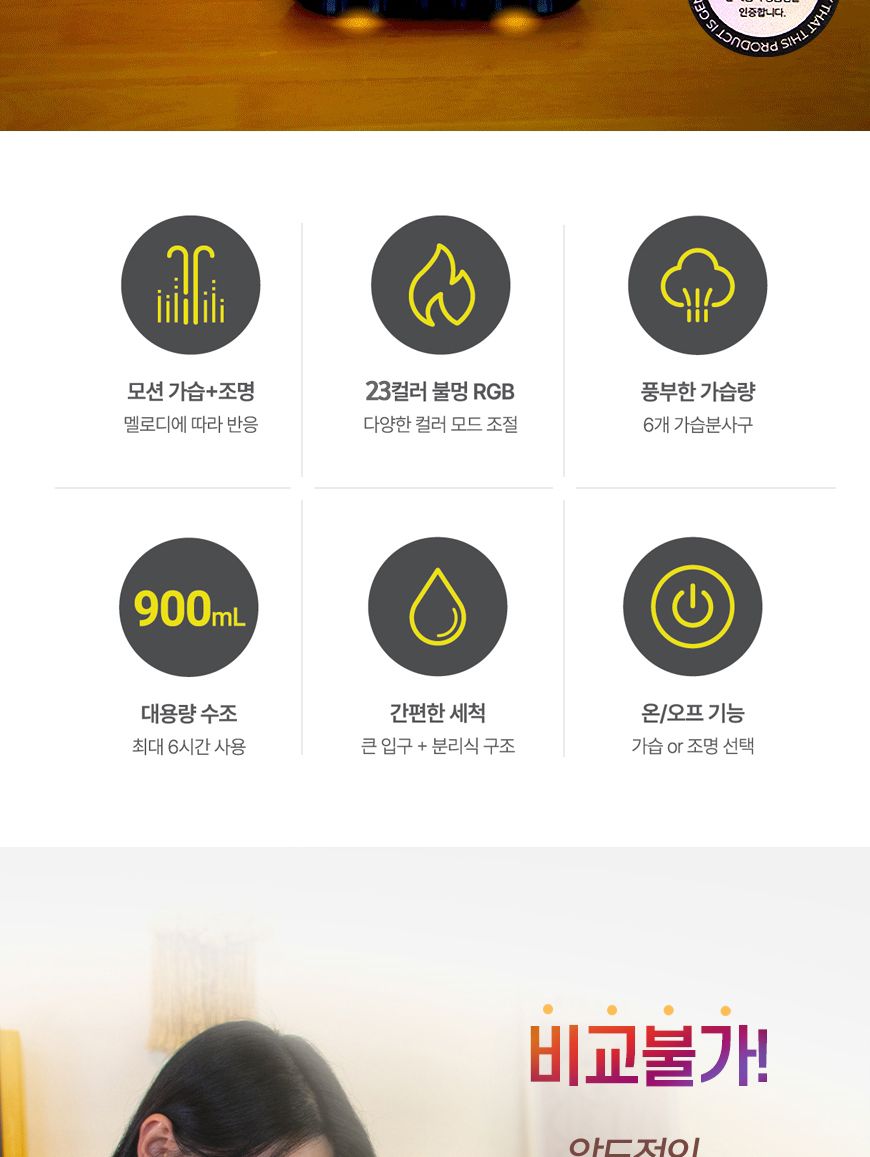 지군코리아 자이온 불멍 멜로디가습기 ZY-HRM500/가습기/미니가습기/사무실가습기/휴대용가습기/책상가습기