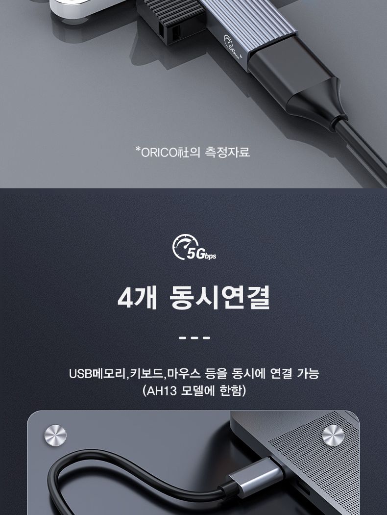 오리코 AH-13 USB허브 4포트 무전원 C타입/허브/네트워크/C형허브/C타입허브/허브/인터넷허브/스위칭허브/4