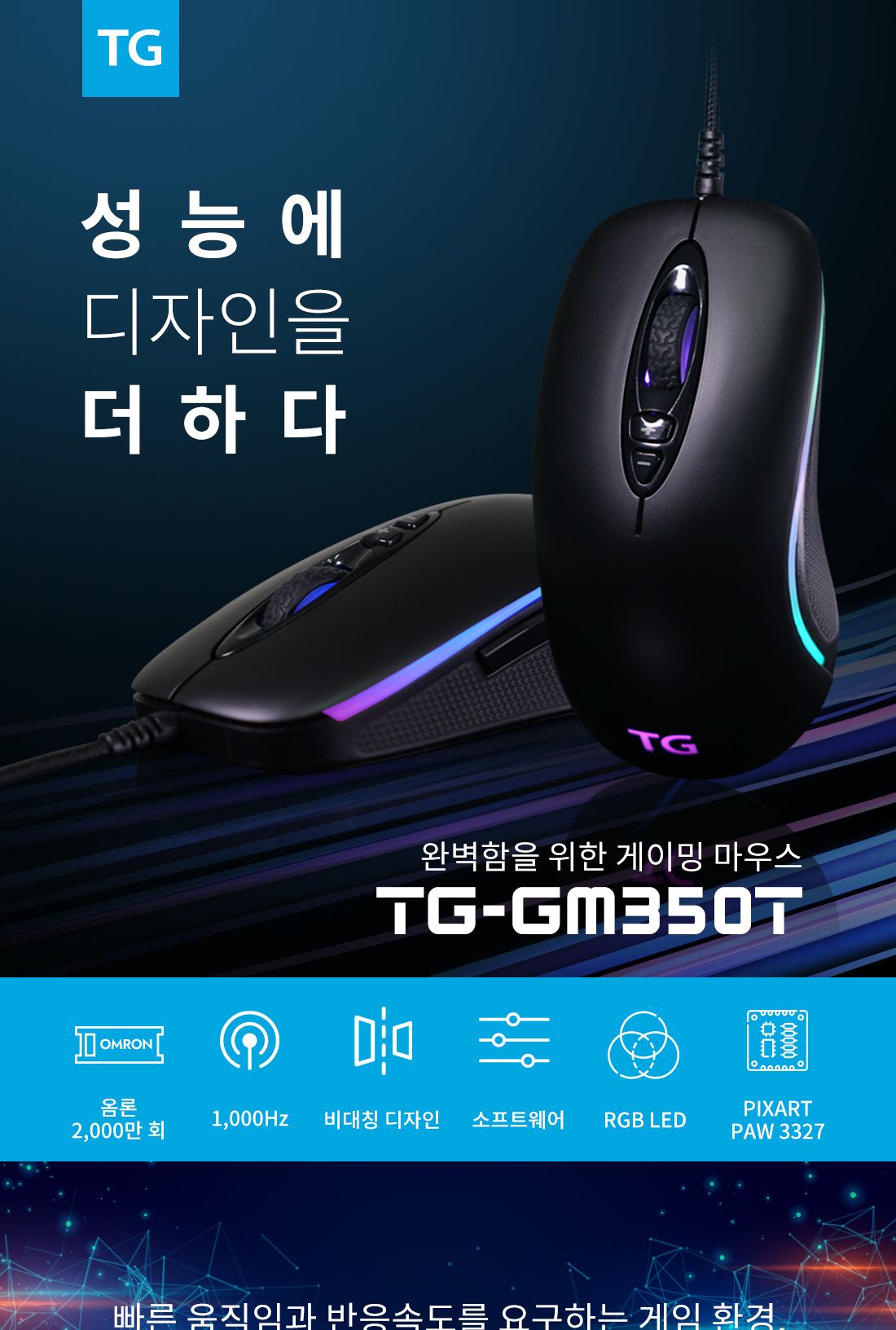 TG삼보 TG-GM350T 게이밍 유선 RGB 매크로 마우스/마우스/게임마우스/게이밍마우스/게임휠마우스/유선마우