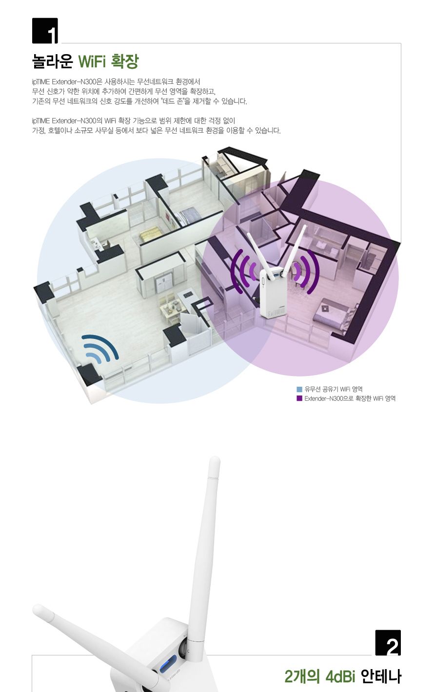 .IP TIME 와이파이 무선 확장기 증폭기 EXTENDER-N300/공유기/랜공유/무선랜카드/유선공유기/네트워크장비/