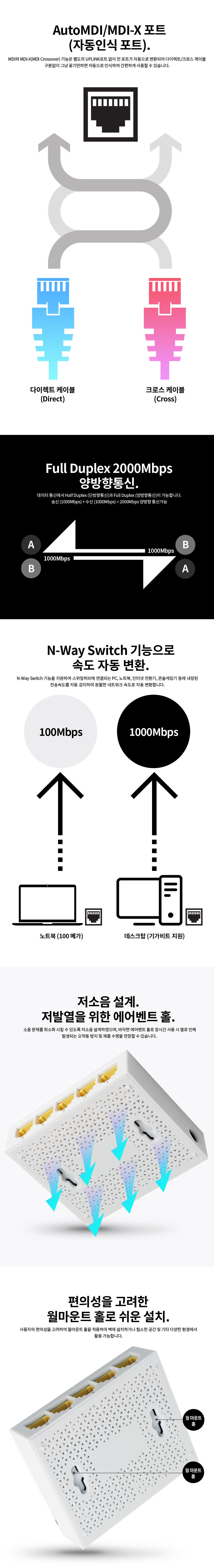 전력절감 기가비트자동관리 5포트 인터넷 스위칭허브/허브/네트워크/인터넷허브/랜허브/랜케이블/랜선허브/