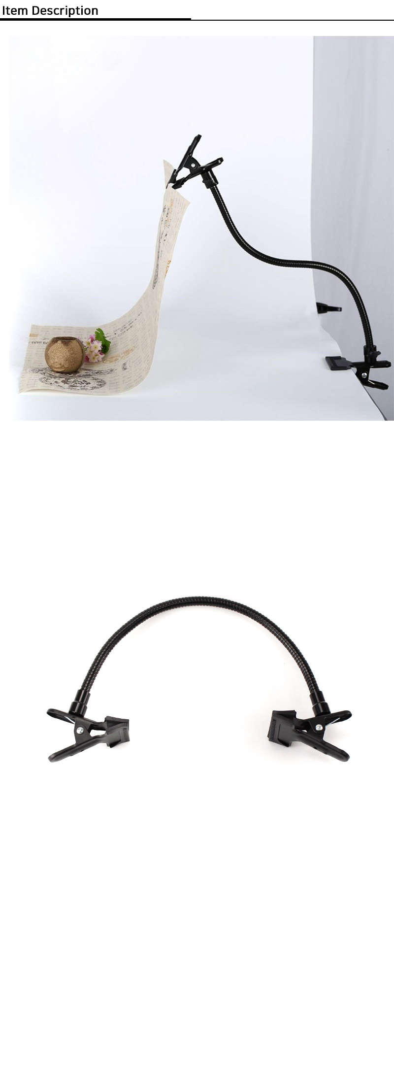 구스넥 집게 더블 클램프 듀얼 암 클립 배경지 반사판/촬영장비/카메라클램프/집게클램프/반사판용품/반사