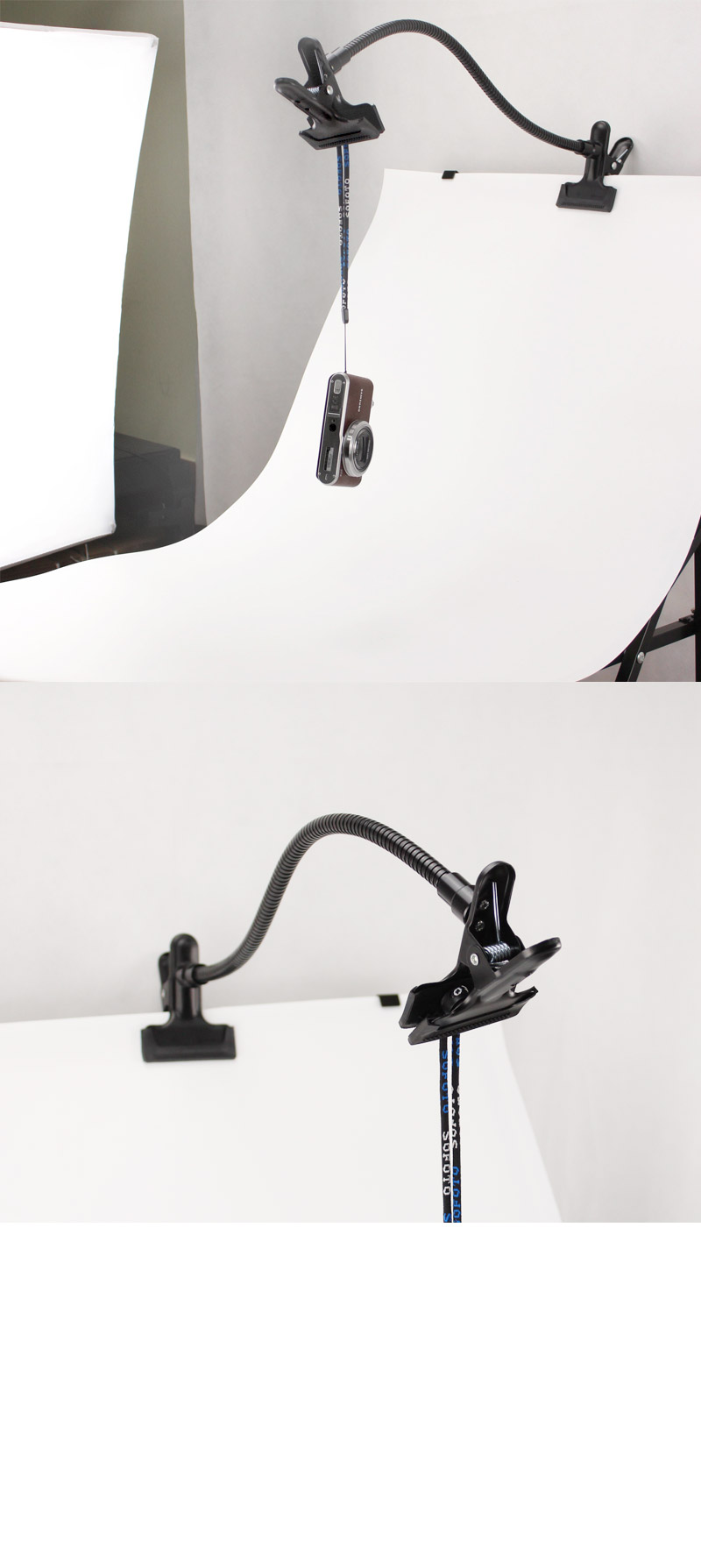 구스넥 집게 더블 클램프 듀얼 암 클립 배경지 반사판/촬영장비/카메라클램프/집게클램프/반사판용품/반사