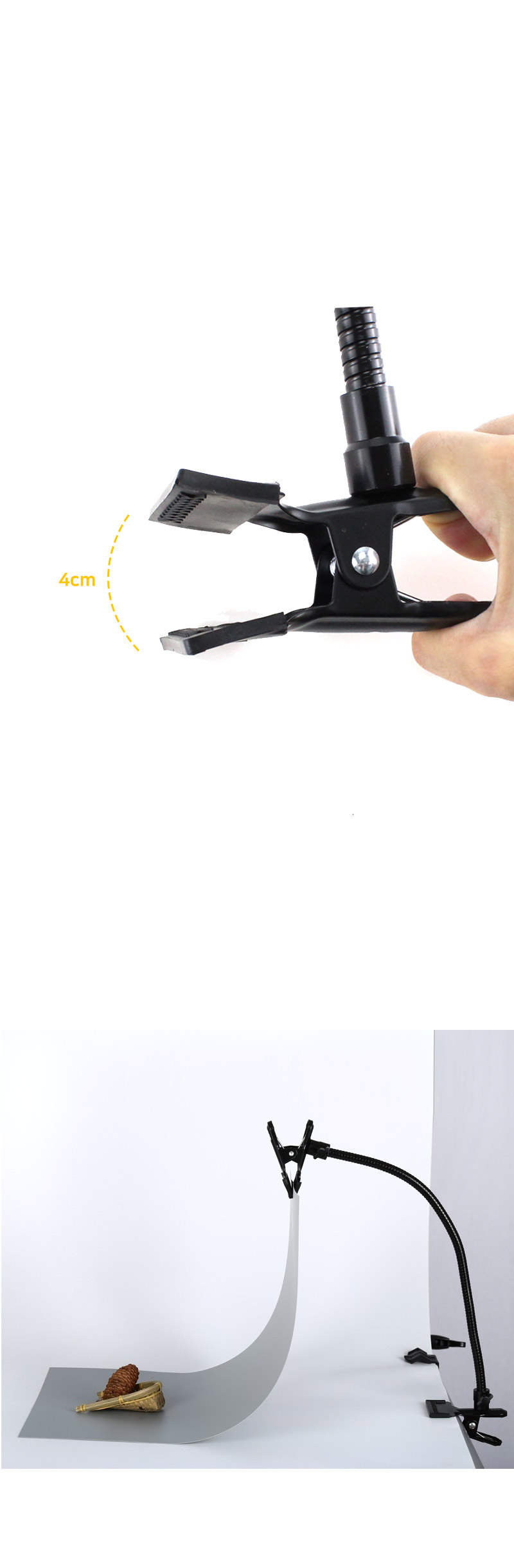 구스넥 집게 더블 클램프 듀얼 암 클립 배경지 반사판/촬영장비/카메라클램프/집게클램프/반사판용품/반사