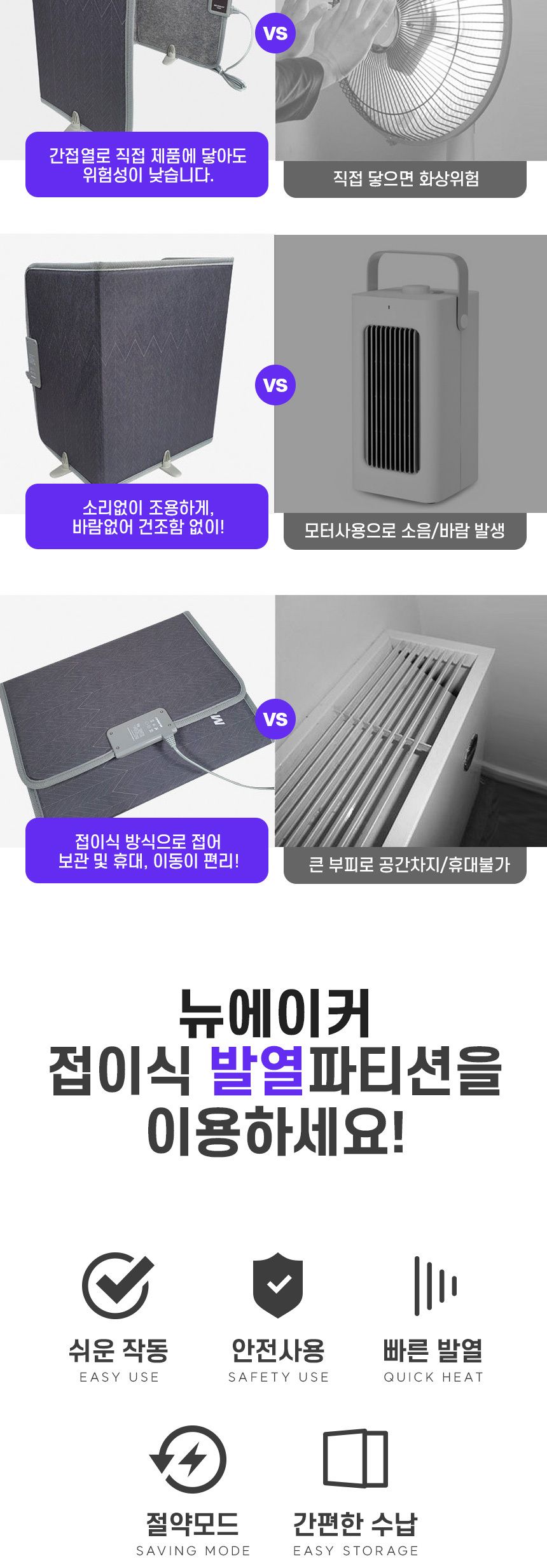 뉴에이커 발열 파티션 히터/발난로/발히터/히터/가정용히터/사무실히터/발히터/이동식온풍기/이동식히터/사