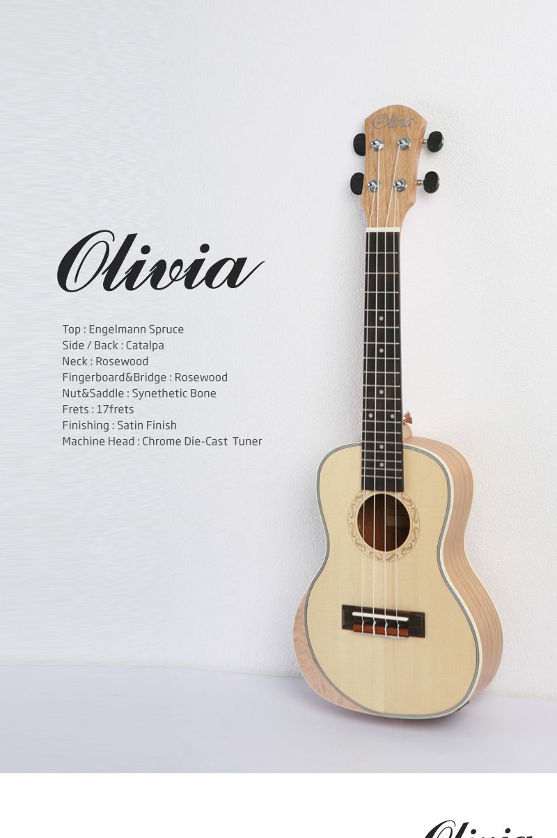 Olivia UK24 오동나무 탑솔리드 우쿨렐레/기타/고급기타/연습용기타/통기타/고급통기타/고급클래식기타/클