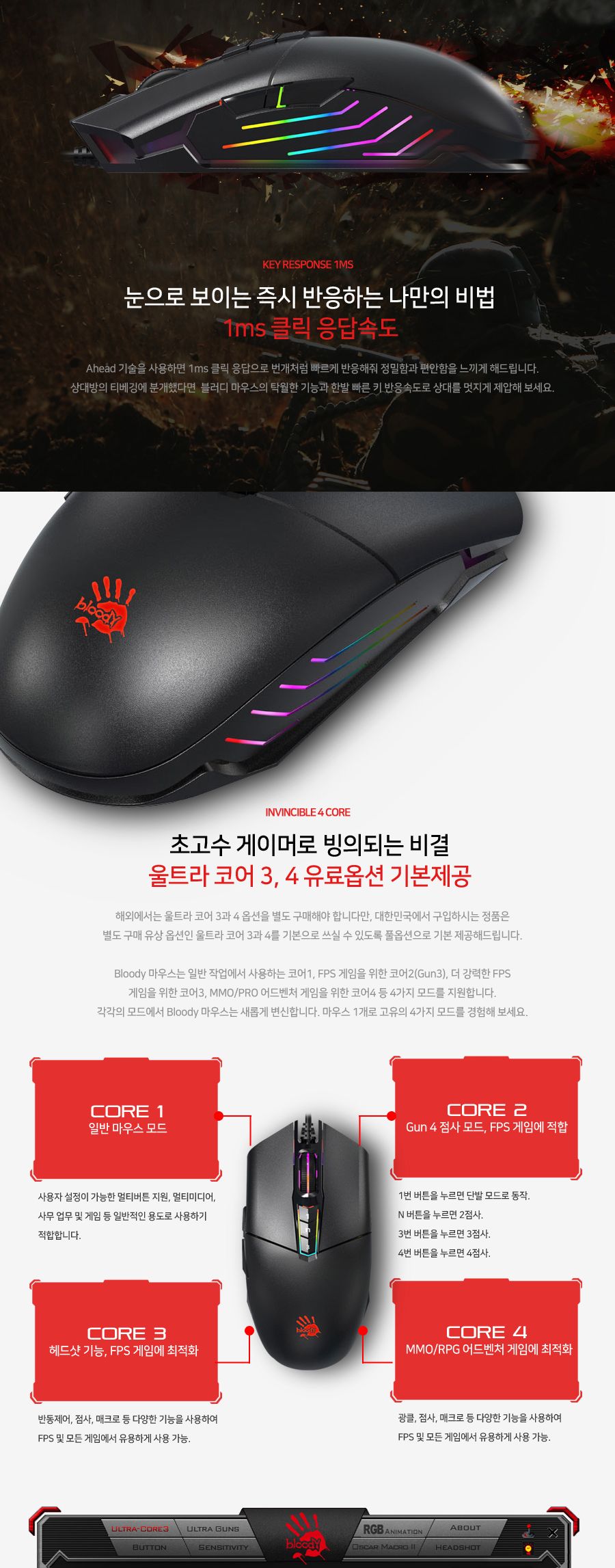 스카이디지탈 A4Tech BLOODY P91 게이밍 마우스/마우스/게임마우스/게이밍마우스/게임휠마우스/유선마우스/
