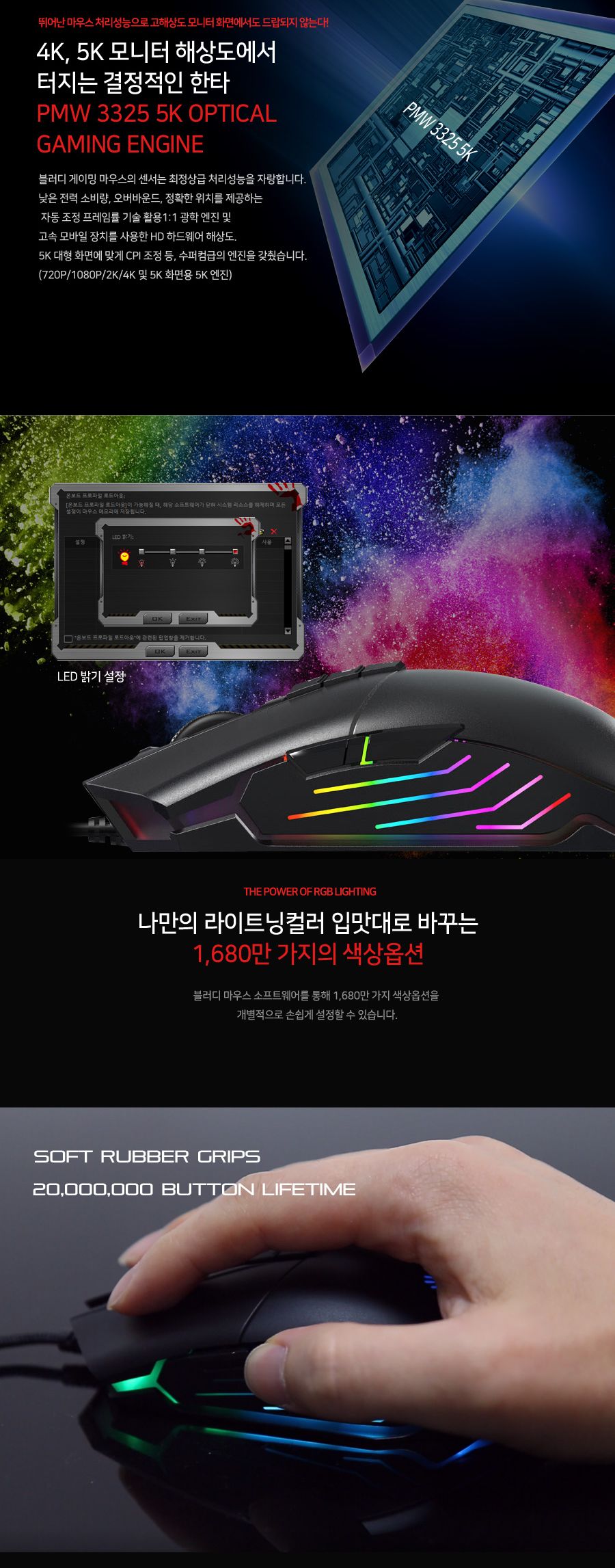 스카이디지탈 A4Tech BLOODY P91 게이밍 마우스/마우스/게임마우스/게이밍마우스/게임휠마우스/유선마우스/