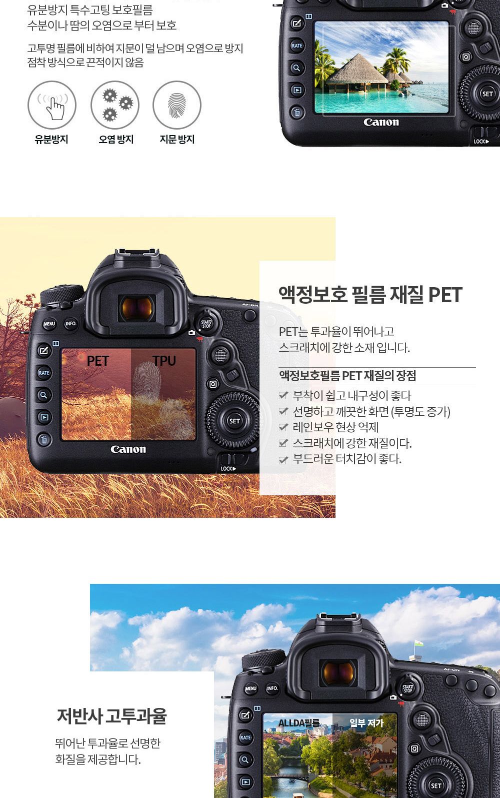 캐논 EOS R5 올레포빅 보호필름 전면2장상판2장 호환/캐논필름/캐논액정커버/캐논액정필름/캐논광택액정커