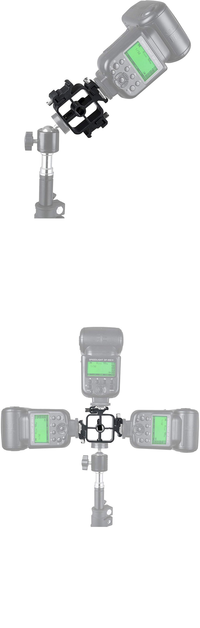 알루미늄 트리플 핫슈 마운트 브라켓 콜드슈 조명 LED/핫슈마운트/콜드슈마운트/카메라마운트/디카마운트/