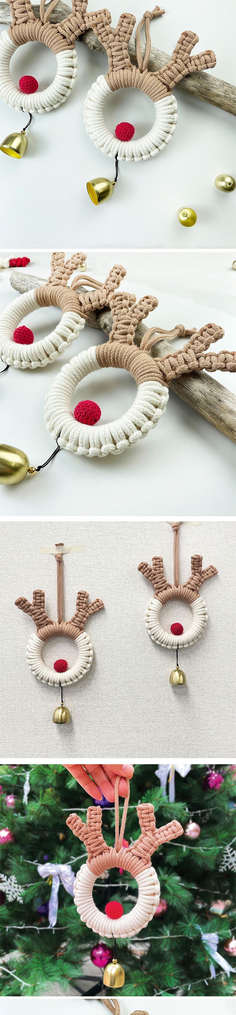 크리스마스 루돌프 도어벨 마크라메 DIY/크리스마스리스/크리스마스도어벨/크리스마스소품/크리스마스인테