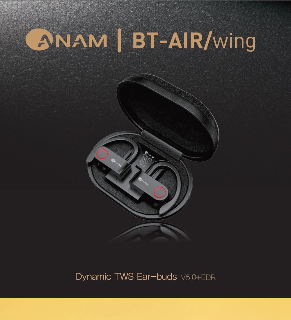 아남 완전무선이어폰 BT-AIR WING 귀걸이형 TWS 5.0/브루투스이어폰/블루트스이어폰/블루투스이어폰/불루투