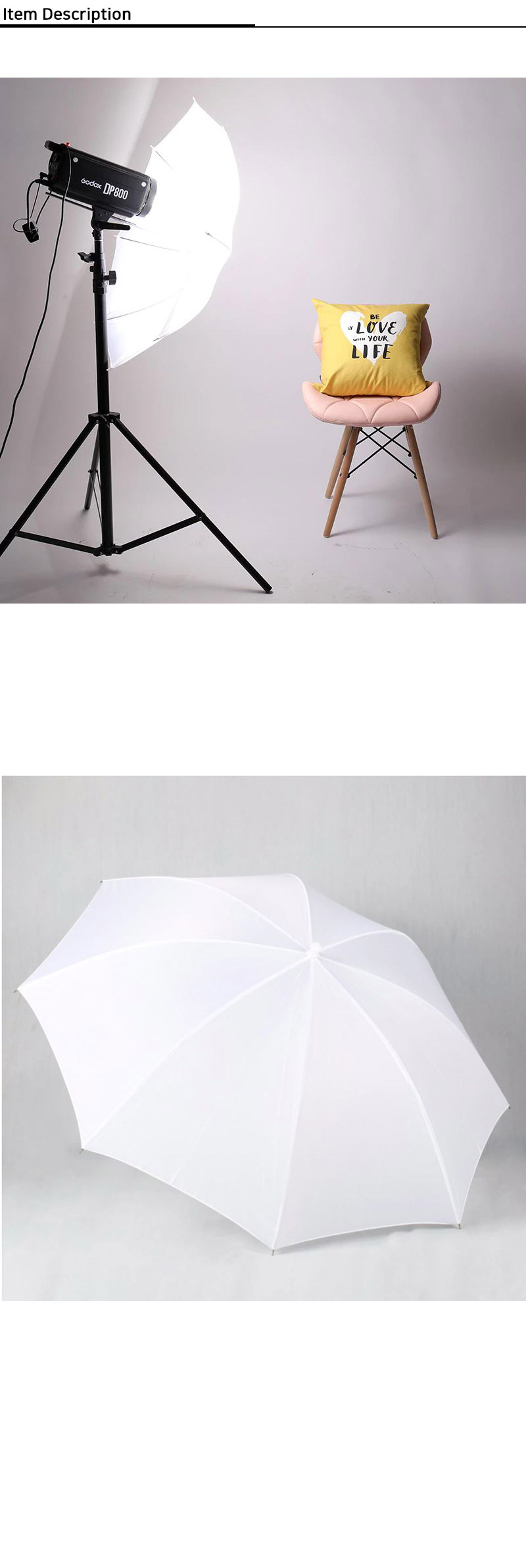 우산 조명 엄브렐라 화이트 83cm 반사판 LED 스튜디오/조명/우산조명/조명우산/촬영우산/방송장비/개인방송