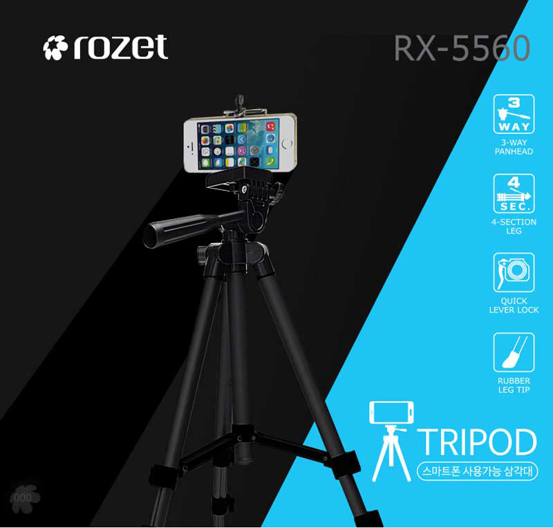 rozet 가벼운삼각대 스마트폰 핸드폰 카메라 RX-5560/스마트폰삼각대/삼각대/프리미엄삼각대/가성비삼각대/