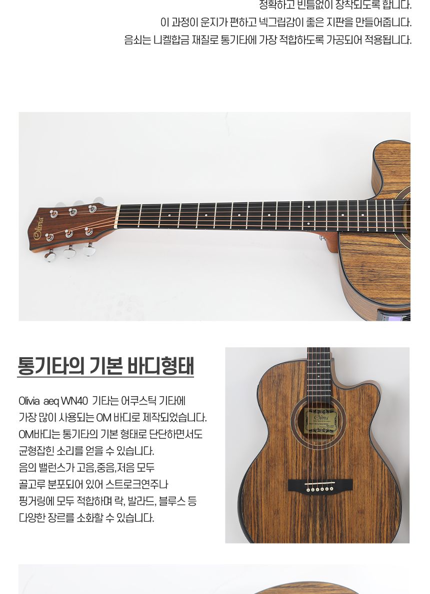 월넛 Olivia aeq WN40 OM바디 어쿠스틱 기타/기타/통기타/고급기타/선물용기타/기타선물/연습기타/연습용기